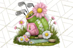 Whimsical Country Club Golf Clipart Argyle PNG Product Image 5