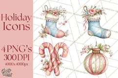 Holiday Icons Clipart PNG, Festive Christmas Clip Art Product Image 1