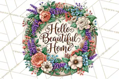 Inspirational Round Floral Door Sign PNG Designs Product Image 3