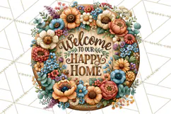 Inspirational Round Floral Door Sign PNG Designs Product Image 2