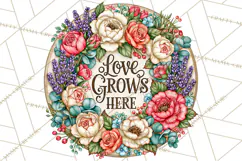 Inspirational Round Floral Door Sign PNG Designs Product Image 3