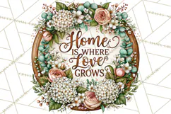 Inspirational Round Floral Door Sign PNG Designs Product Image 3