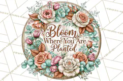 Inspirational Round Floral Door Sign PNG Designs Product Image 5