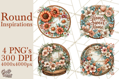 Inspirational Round Floral Door Sign PNG Designs Product Image 1