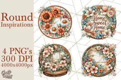 Inspirational Round Floral Door Sign PNG Designs Product Image 1