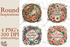 Inspirational Round Floral Door Sign PNG Designs Product Image 1