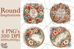 Inspirational Round Floral Door Sign PNG Designs Product Image 1