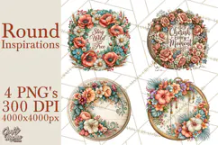 Inspirational Round Floral Door Sign PNG Designs Product Image 1