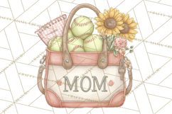 Whimsical Softball Mom Clipart PNG Game Day Mom Graphics Product Image 3