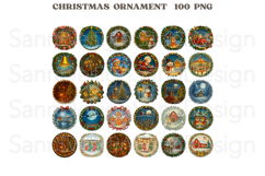 Watercolor Christmas Ornament PNG, Vintage Holiday Clipart Product Image 3