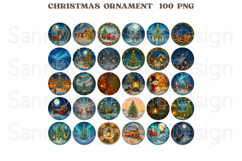 Watercolor Christmas Ornament PNG, Vintage Holiday Clipart Product Image 1