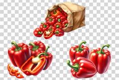 Red Bell Pepper | Watercolor Vegetable Paprika Chili PNG Product Image 6