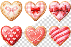 Valentine Pink Heart Cookie | Watercolor dessert biscuit PNG Product Image 5