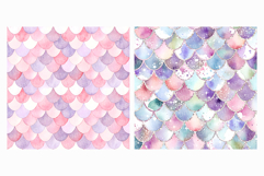 Seamless Mermaid Scales Pattern | Watercolor Background JPG Product Image 5