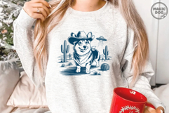 Vintage Corgi Cowboy|Retro Western Dog|Funny UFO Alien Product Image 5