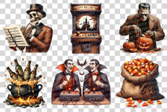 Retro Halloween | Watercolor Vintage Ghost Monster PNG Witch Product Image 5