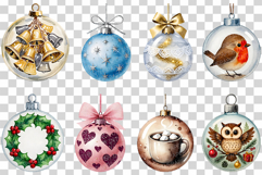 Christmas Tree Ball | Watercolor Ornament Clip art Holiday Product Image 5