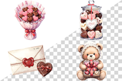 Cute Valentine Day Pink Chocolate | Watercolor dessert sweet Product Image 5