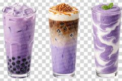 Ube Drink in Glass | Watercolor Clipart PNG Purple Iced Latte Product Image 5