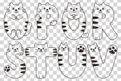 Cat Line Font | Cute Alphabet SVG Numbers EPS Clipart Kitten Product Image 5