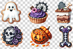 Halloween Gothic Dessert | Watercolor cup Cake donut ice PNG Product Image 5