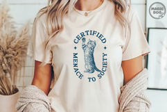 Certified Menace to Society Funny Cat Vintage Badge SVG Product Image 4