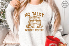 No Talky Before Coffee Funny Cat Meme|Adult Humor|Cat Lover Product Image 5