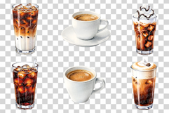 Watercolor Coffee | Latte Espresso Cappuccino Mocha Iced PNG Product Image 5