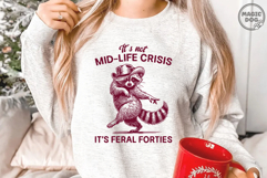 Feral Forties Raccoon Midlife Crisis Retro Design Product Image 5