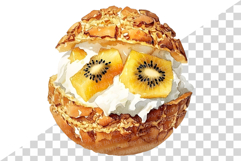Gold Kiwi Dessert | Watercolor Clip Art PNG Cake Pavlova Product Image 5