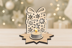 Snowy Winter Pattern Present Candle Holder SVG Laser Gift Product Image 3