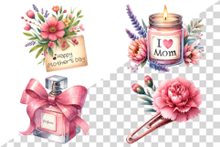 Pink Mother's Day | Watercolor PNG Clipart Mom Child Love Product Image 5