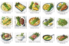 Asparagus Cuisine | Watercolor Food Clipart Steak Epp PNG Product Image 5