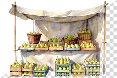 Red Pear | Watercolor fruit fresh ripe juicy png Clipart Product Image 5