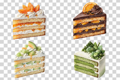 Slice Cake | Watercolor Sweet Bakery Dessert Fruit Chocolate Product Image 5