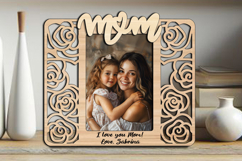 SVG Mother Daughter Photo Frame Picture Rose Love Laser Gift Product Image 5