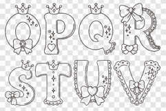 Cute Princess Font | Outline Coloring Page SVG Line Clip Art Product Image 5
