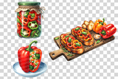 Green Bell Pepper Cuisine | Watercolor Vegetable Food PNG Product Image 5