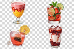 Strawberry Drink | Watercolor Fruit Summer Smoothie Tea Cafe Product Image 5