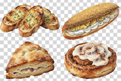 Bread PNG | Watercolor Bakery Food Bagel Baguette Pastry Product Image 5