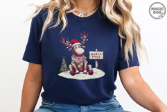 Retro Christmas Moose|Vintage North Pole Reindeer Santa Hat Product Image 5