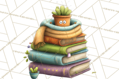 Bookish Cat Clipart, Cozy Reading Cats PNG, Cute Sweater Cat Product Image 3