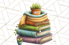 Bookish Cat Clipart, Cozy Reading Cats PNG, Cute Sweater Cat Product Image 3