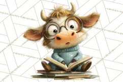 Farm Animals PNG Clipart, Cozy Reading Animals, Cute Cartoon Product Image 5