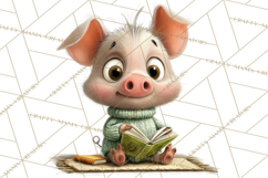Farm Animals PNG Clipart, Cozy Reading Animals, Cute Cartoon Product Image 2
