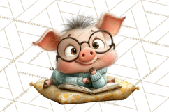 Farm Animals PNG Clipart, Cozy Reading Animals, Cute Cartoon Product Image 4