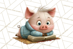 Farm Animals PNG Clipart, Cozy Reading Animals, Cute Cartoon Product Image 5