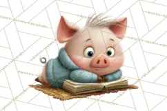 Farm Animals PNG Clipart, Cozy Reading Animals, Cute Cartoon Product Image 5