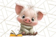 Farm Animals PNG Clipart, Cozy Reading Animals, Cute Cartoon Product Image 2
