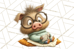 Farm Animals PNG Clipart, Cozy Reading Animals, Cute Cartoon Product Image 4